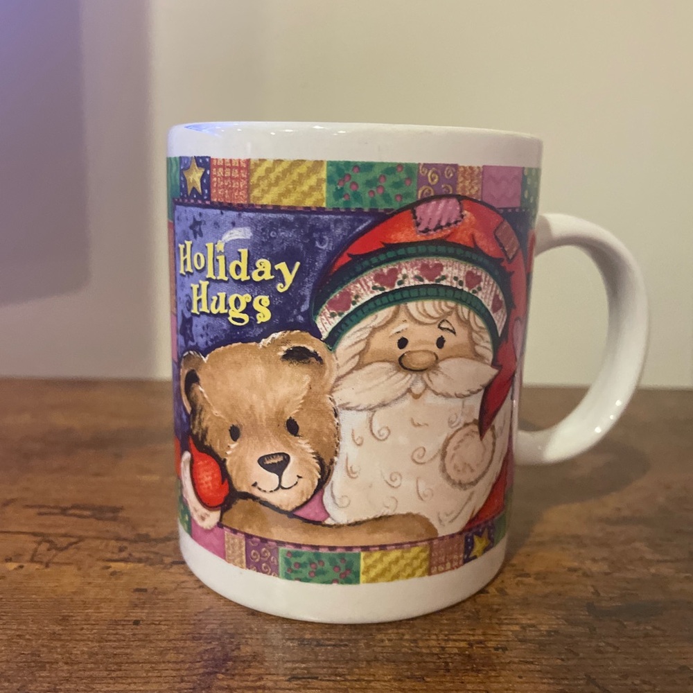 Holiday Hugs Mug with Santa and Bear